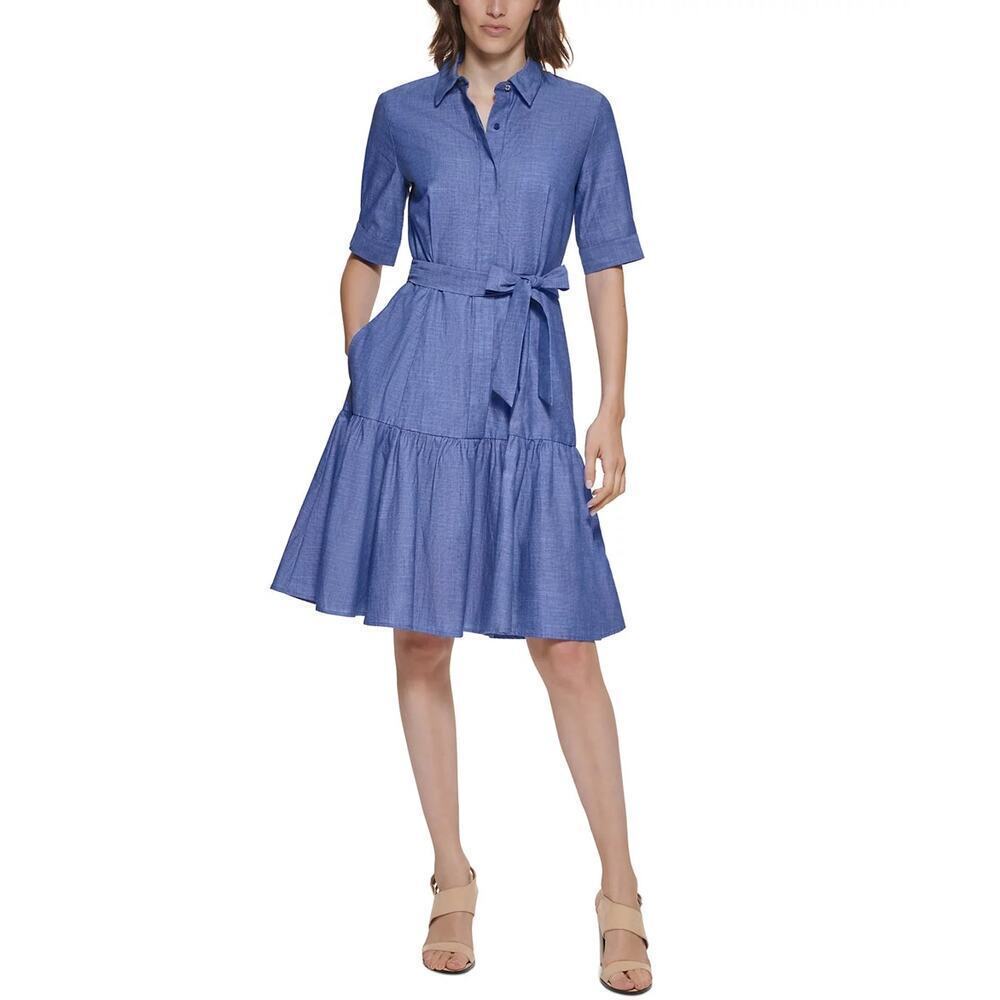 Calvin Klein Short Sleeve Cotton Chambray Shirtdress Size 2X